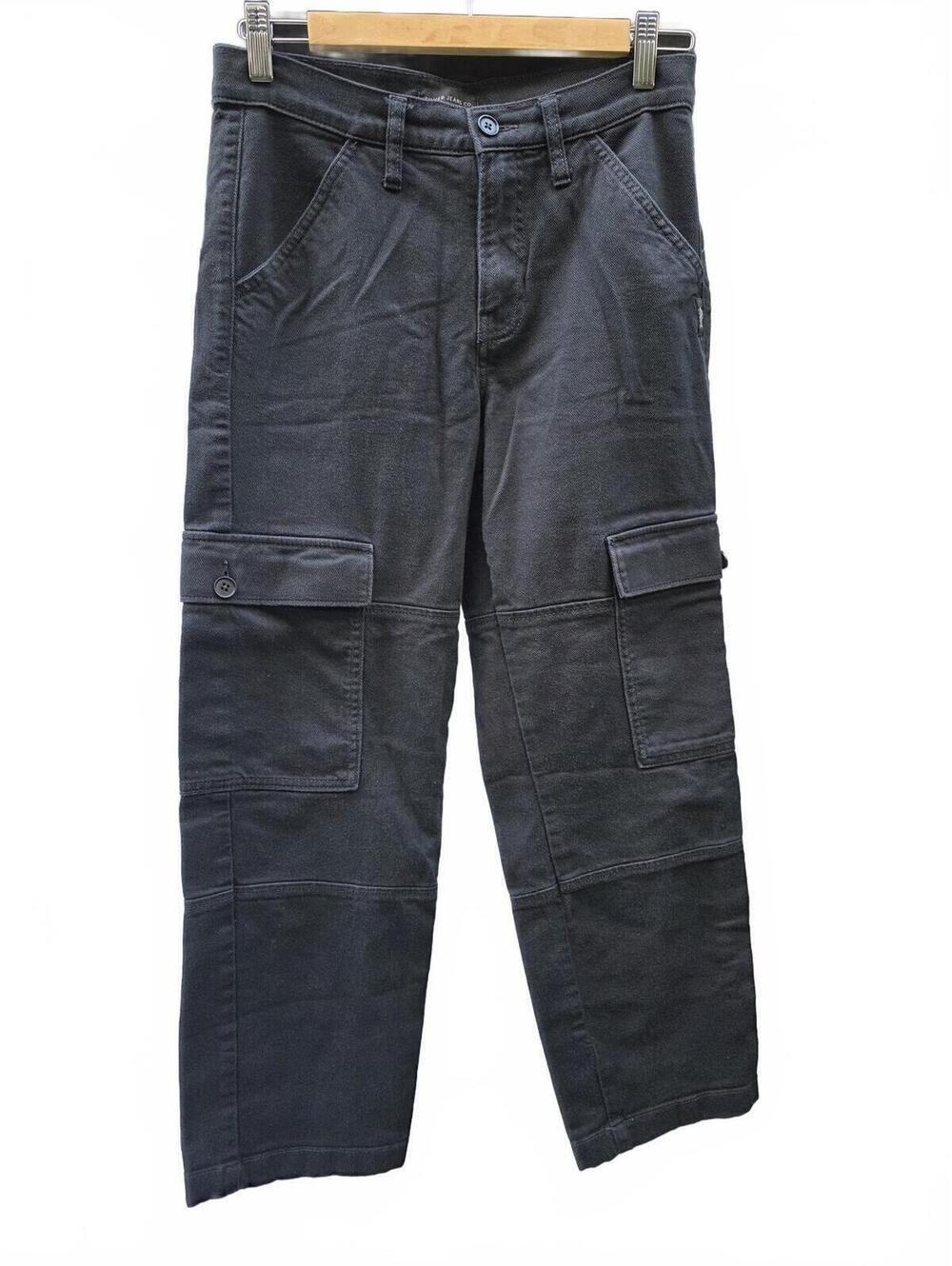 Silver Jeans Co. Black Cotton Utility Cargo Pants Relaxed Straight Leg 25 x 26.5